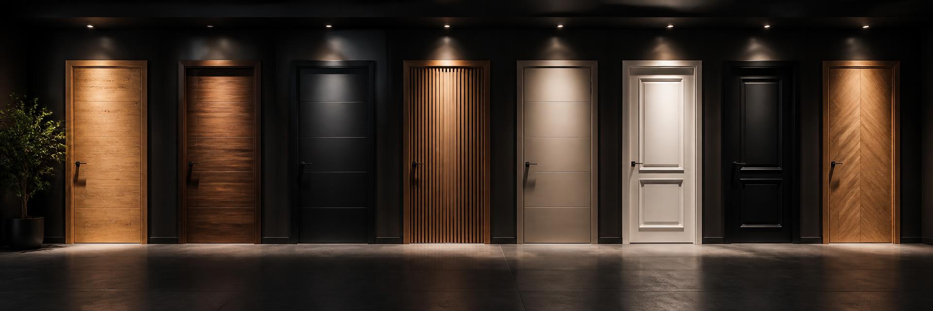 Niz premium Casamont vrata u tamnom luksuznom salonu